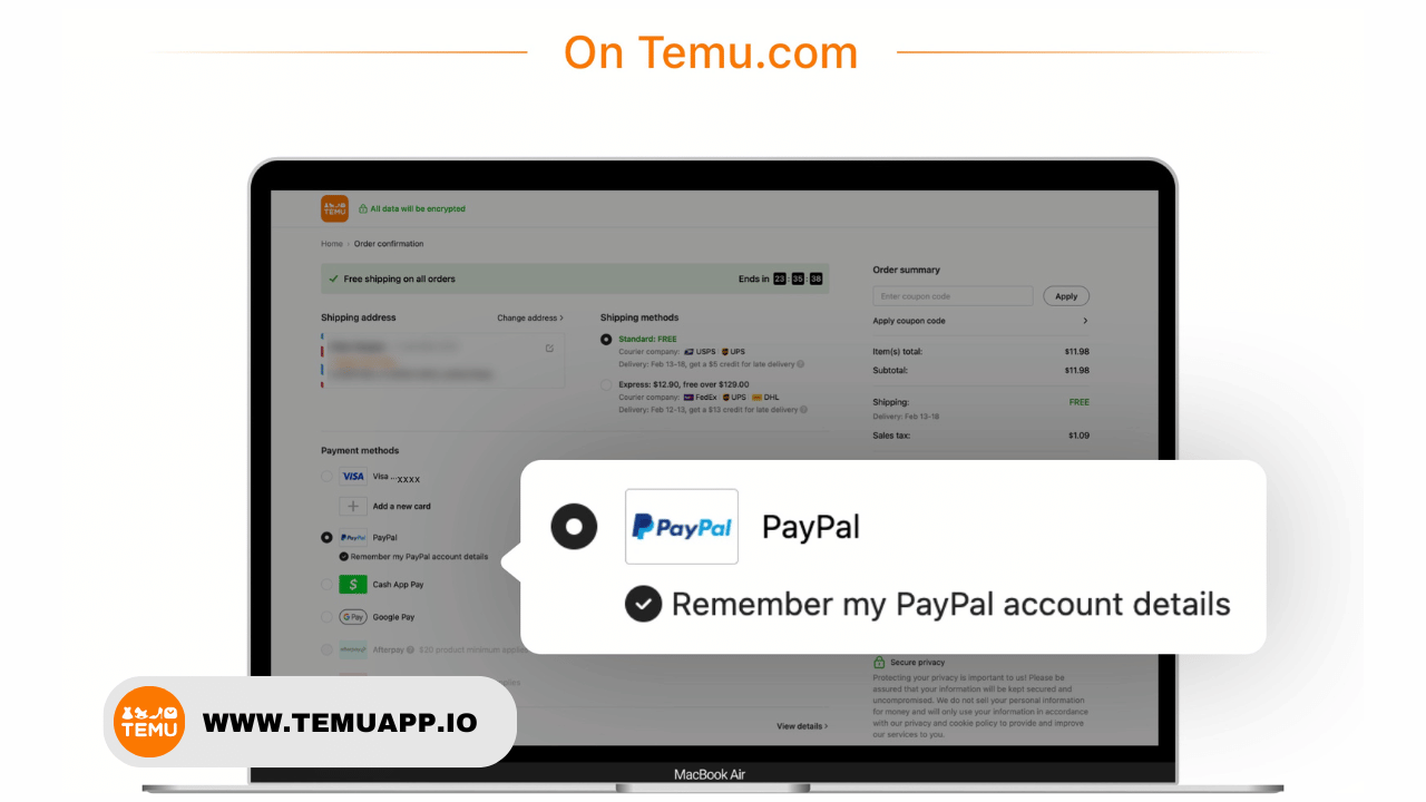 Connecting PayPal With Temu